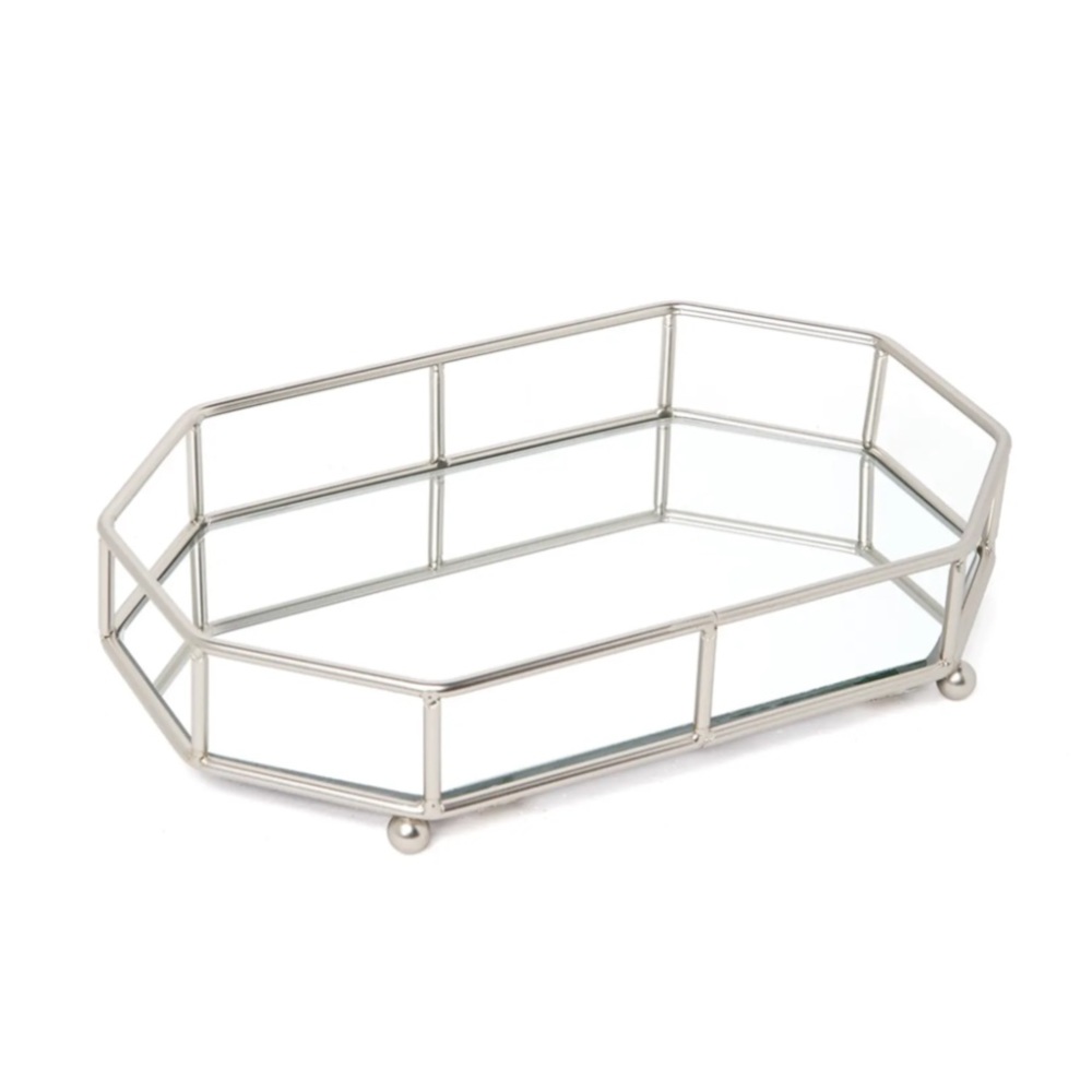 Satin Nickel Octagonal Single Tier Vanity Tray